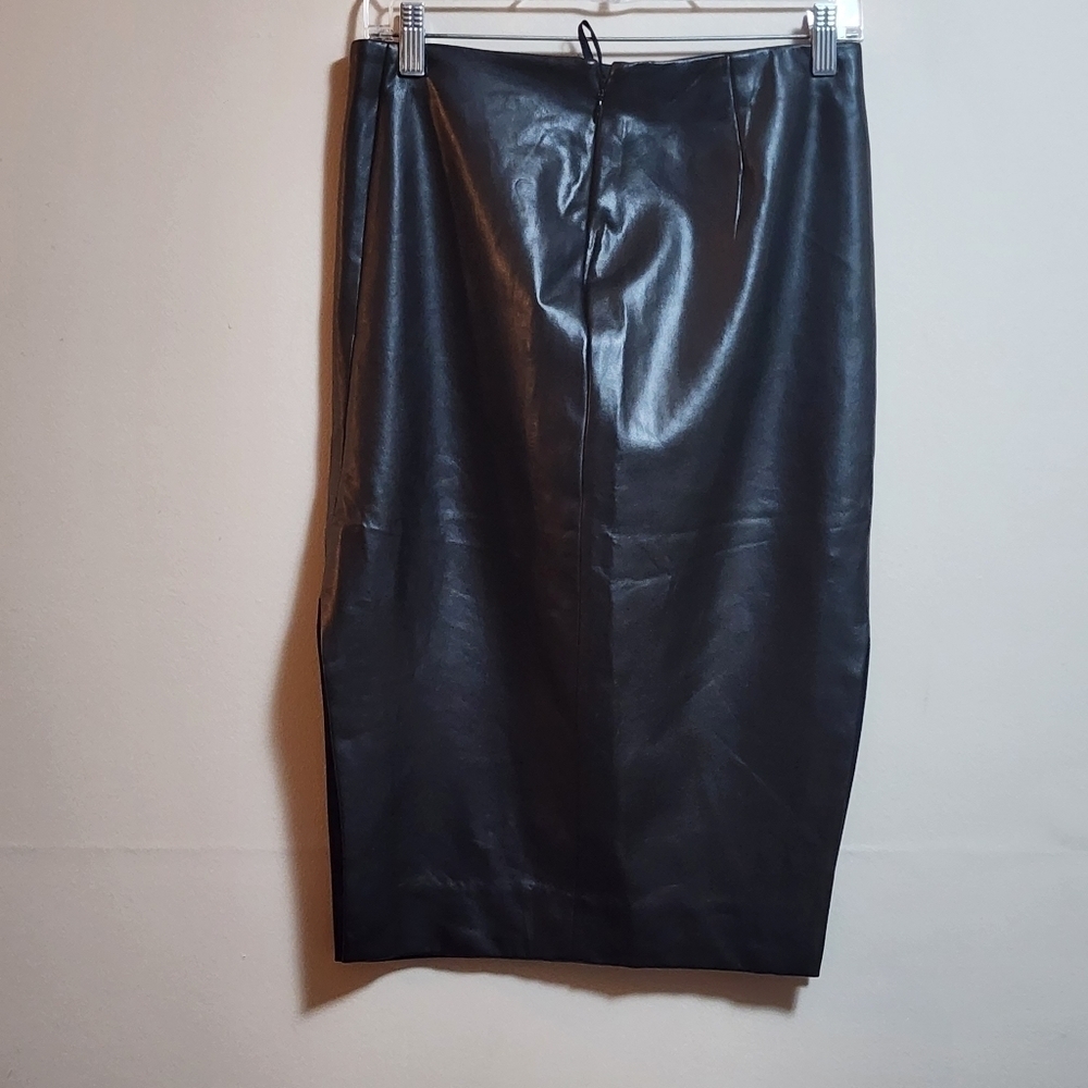 Babaton Black Faux Leather Pencil Skirt